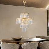 (Same as W1340126461/L5023) 20' Luxury 4-Tier Crystal Chandelier, 12-Light Gold Frame Pendant Light, Elegant Ceiling Lighting for Living Room, Dining Room, Bedroom (No Bulbs)