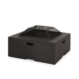 Outdoor 29' Square MgO Wood-Burning Fire Pit, Dark Gray