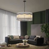 37-Inch Modern Black Round 8-Light Crystal Chandelier