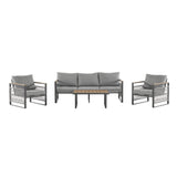 4-Pieces Outdoor Metal Patio Furniture Set with Cushions
