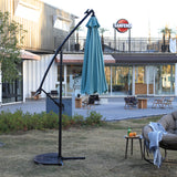 10ft Solar LED Offset Hanging Patio Umbrella (Light Green)