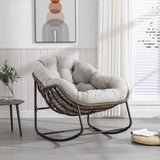 Outdoor Rattan Rocking Chair with Padded Cushion
