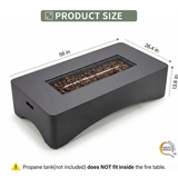 56" Propane Fire Pit Table, Rectangular Outdoor Gas Fire Pit