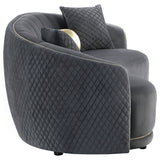 Luxe Upholstered Curved Sofa With Trim And Diamond Quilting - Dark Gray