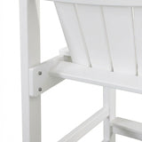 Outdoor Bar Height Adirondack Patio Chair With Cup Holder And Armrests All Weather UV Resistant - White