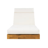 Modern Acacia Wood Outdoor Chaise Lounge