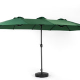 14.8 Ft Double Sided Outdoor Umbrella Rectangular Large with Crank (Dark Green)