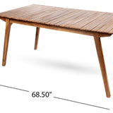 Outdoor 7 Pieces Acacia Wood Dining Set with Taiga 69 Table and Teak Finish