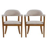 Wood Frame Upholstered Dining Chairs with Armrests (Set of 2)