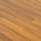 Kaja Outdoor Acacia Wood Dining Table, Teak Finish with Slat Design