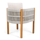 Acacia Wood Outdoor Dining Chairs 2-Pack with Beige Cushions