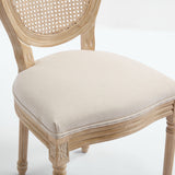 French Country Dining Chairs Set of 2 Upholstered with Rattan Back