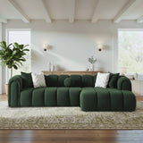 Beatrice Modern Tufted Dark Sectional with Channel Detailing - Dark Boucle