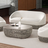 Willow - Oval Woven Patio Coffee Table, Wicker Frame