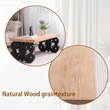 Black Scroll Base Coffee Table – 47' Rectangular Wood Living Room Table with Natural Top – Modern Farmhouse Accent Table – Elegant Centerpiece with Ornate Carved Design