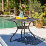Enchantia Outdoor Square Dining Table with Weave Tabletop and Flared Legs - Copper