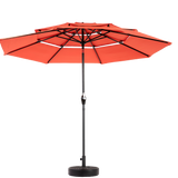 Aluminium 10ft 3-Tier Auto-Tilt Outdoor Patio Umbrella - Orange