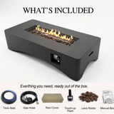 56" Propane Fire Pit Table, Rectangular Outdoor Gas Fire Pit