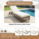 Outdoor Lounge Chair With 5 Position Backrest With Cushion And Wheels