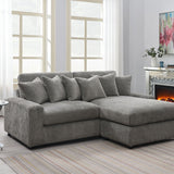 Tavia Reversible Sectional Sofa With 6 Pillows - Gray