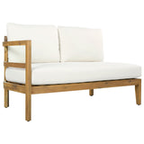 Outdoor Acacia Wood 5-Seater Sectional Sofa Set with Water-Resistant Cushions