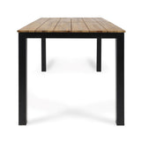 7 Piece Outdoor Dining Set With Table And 6 Chairs - Black / Teak / Gray