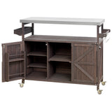 K&K Outdoor Kitchen Island, Rolling Bar Cart & Storage Cabinet