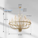 36-Light Gold Industrial Iron Candle Chandelier