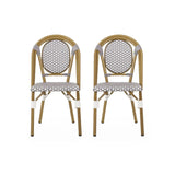 Outdoor Rattan And Aluminum French Bistro Chair Set