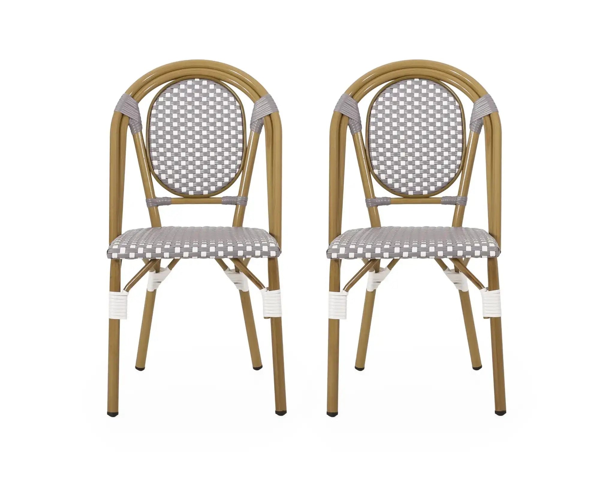 Outdoor Rattan And Aluminum French Bistro Chair Set