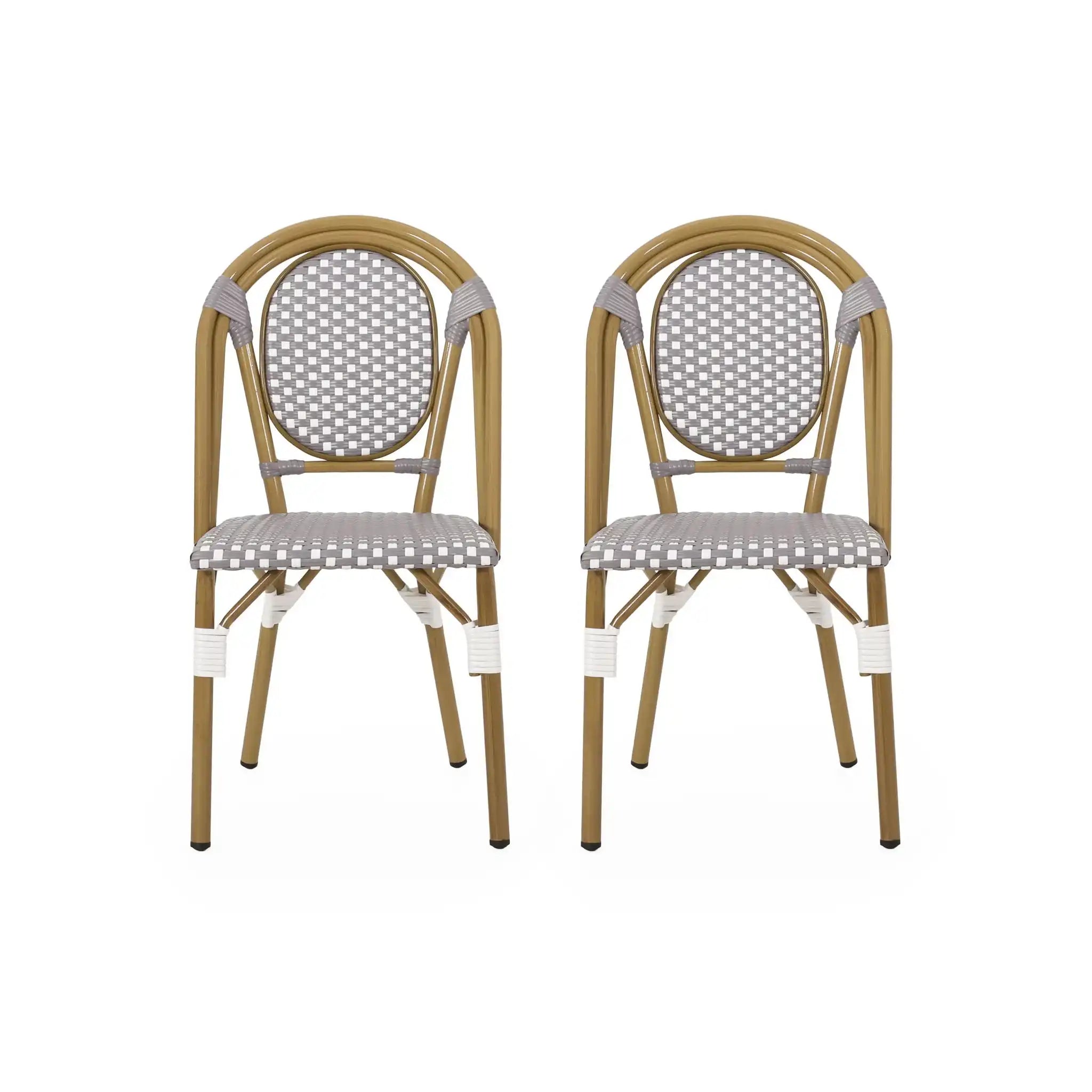 Outdoor Rattan And Aluminum French Bistro Chair Set