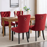 Classic Velvet Dining Chairs - Burgundy (Set of 2)