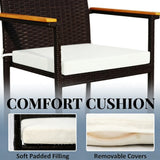 Set of 2 Patio Wicker Dining Chairs with Backrest and Armrests