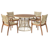 Durable Outdoor Dining Chair with Acacia Wood Frame and Wicker Seat