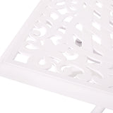 Celestine Outdoor Cast Aluminum Dining Table with Floral Lattice Design and Umbrella Holder