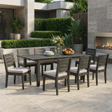 9-Piece Outdoor Dining Set with Extendable Acacia Wood Table and Cushioned Chairs