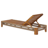 Acacia Wood Outdoor Chaise Lounge with Adjustable Backrest