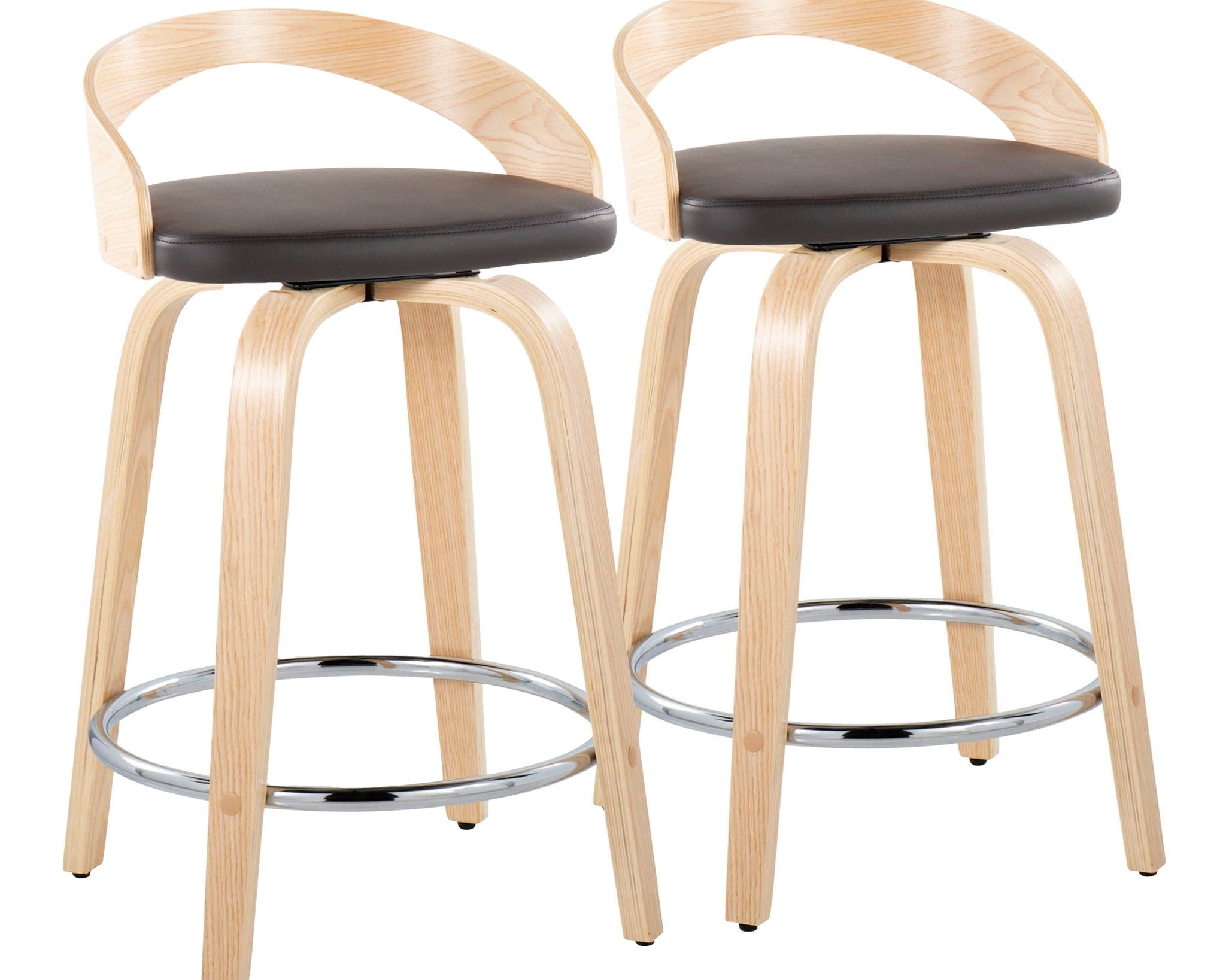Grotto - Contemporary Fixed Height Counter Stool & Swivel, Round Footrest (Set of 2)