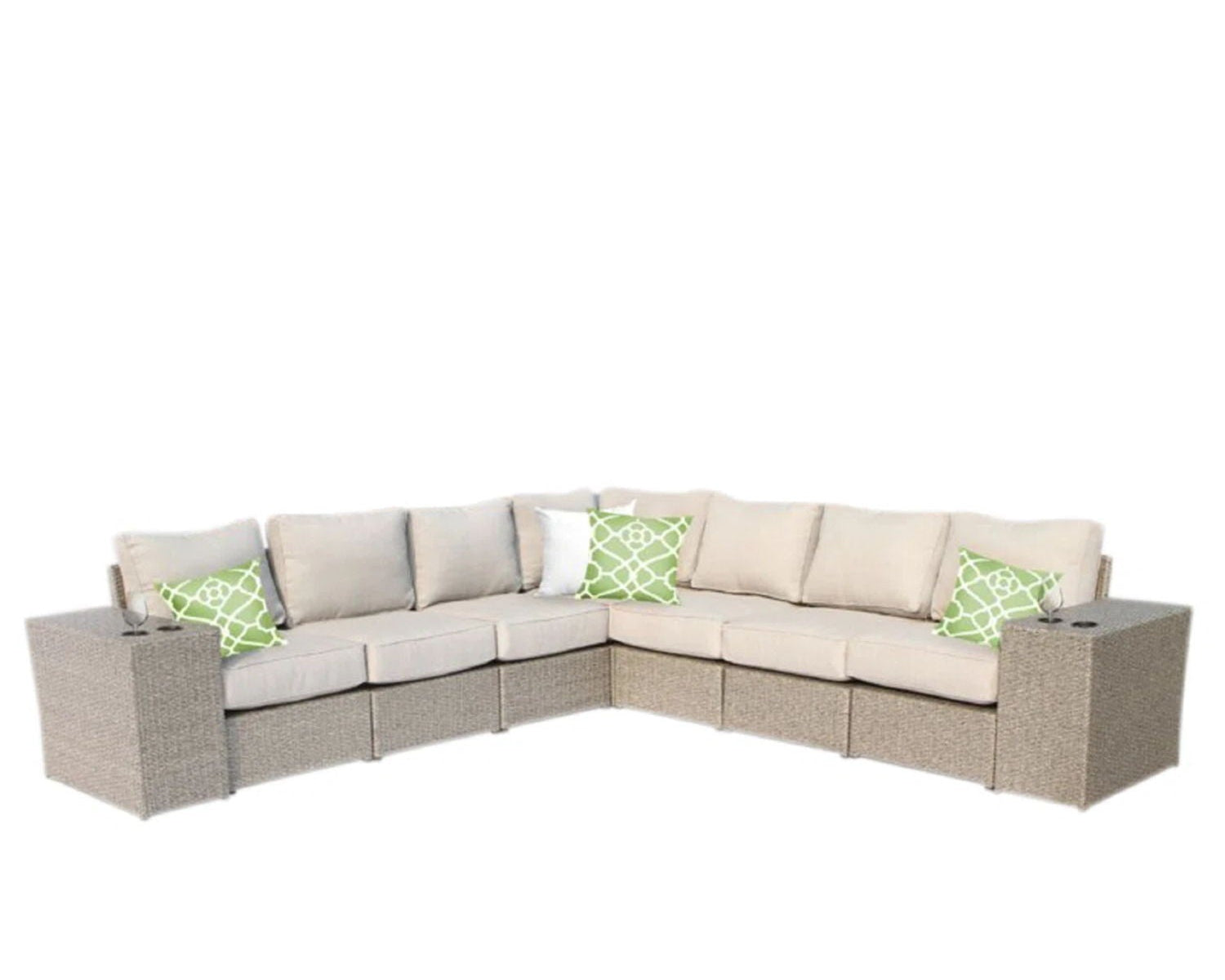 Rattan Sectional Sofa Set with Cushions - Gray, Dark Brown, or Beige