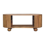 Solid Wood Soba Ball Coffee Table, Open Storage