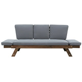 TOPMAX Outdoor Adjustable Patio Wooden Daybed Sofa Chaise Lounge with Cushions