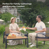 4 Piece Patio Furniture Set With Acacia Wood Table Top