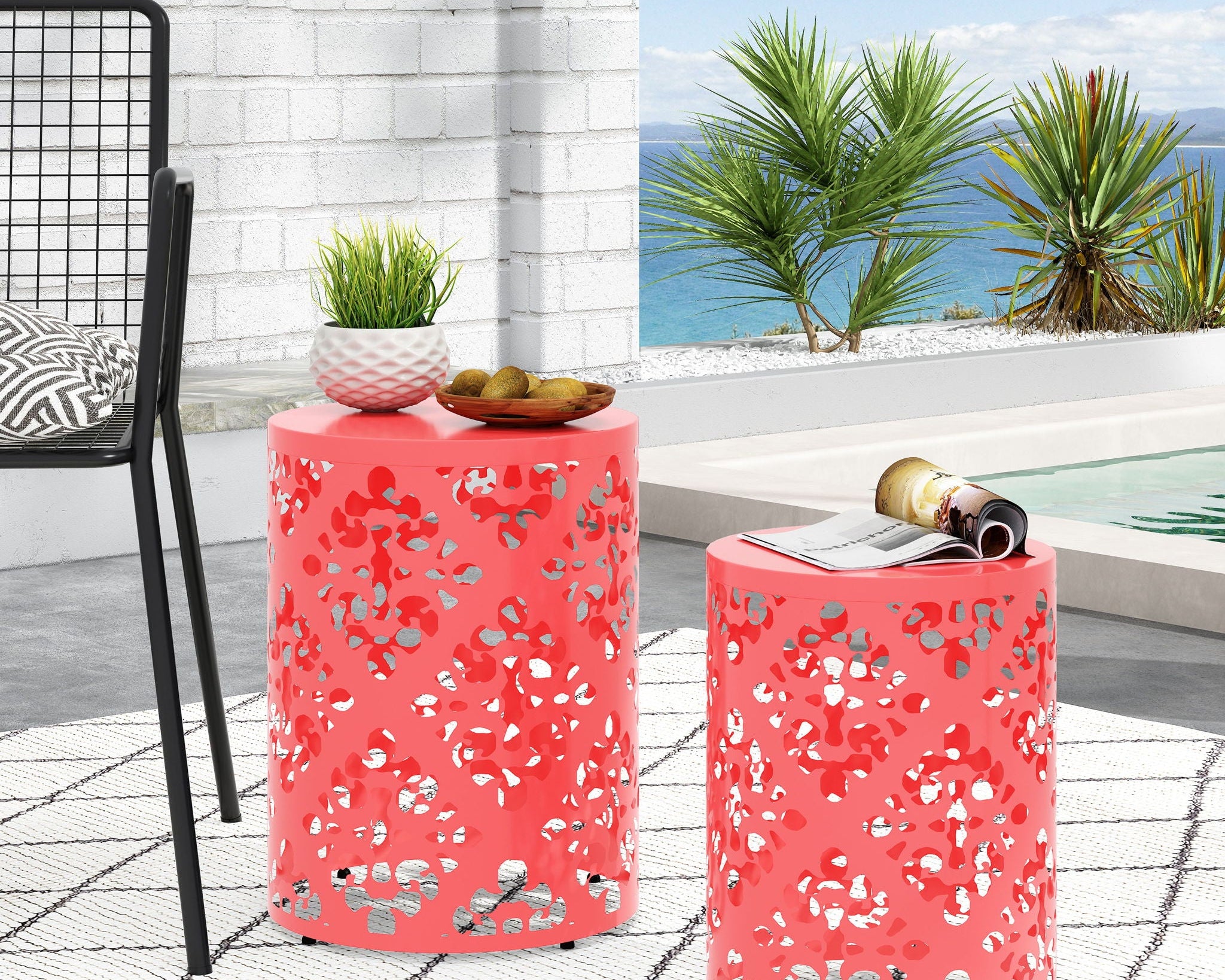 Outdoor Metal Modern Design End Table