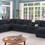Celine - Fabric Corner Sectional Sofa With Right-Facing Chaise, Cupholders, And Charging Ports