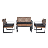 4 Piece Patio Furniture Set With Acacia Wood Table Top