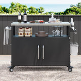K&K 54.5" Outdoor Kitchen Island with Stainless Steel Tabletop