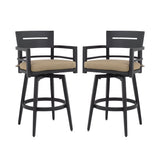 Outdoor Swivel Bar Chairs, 360 Degree Rotation, Ergonomic Backrest (Set of 2)