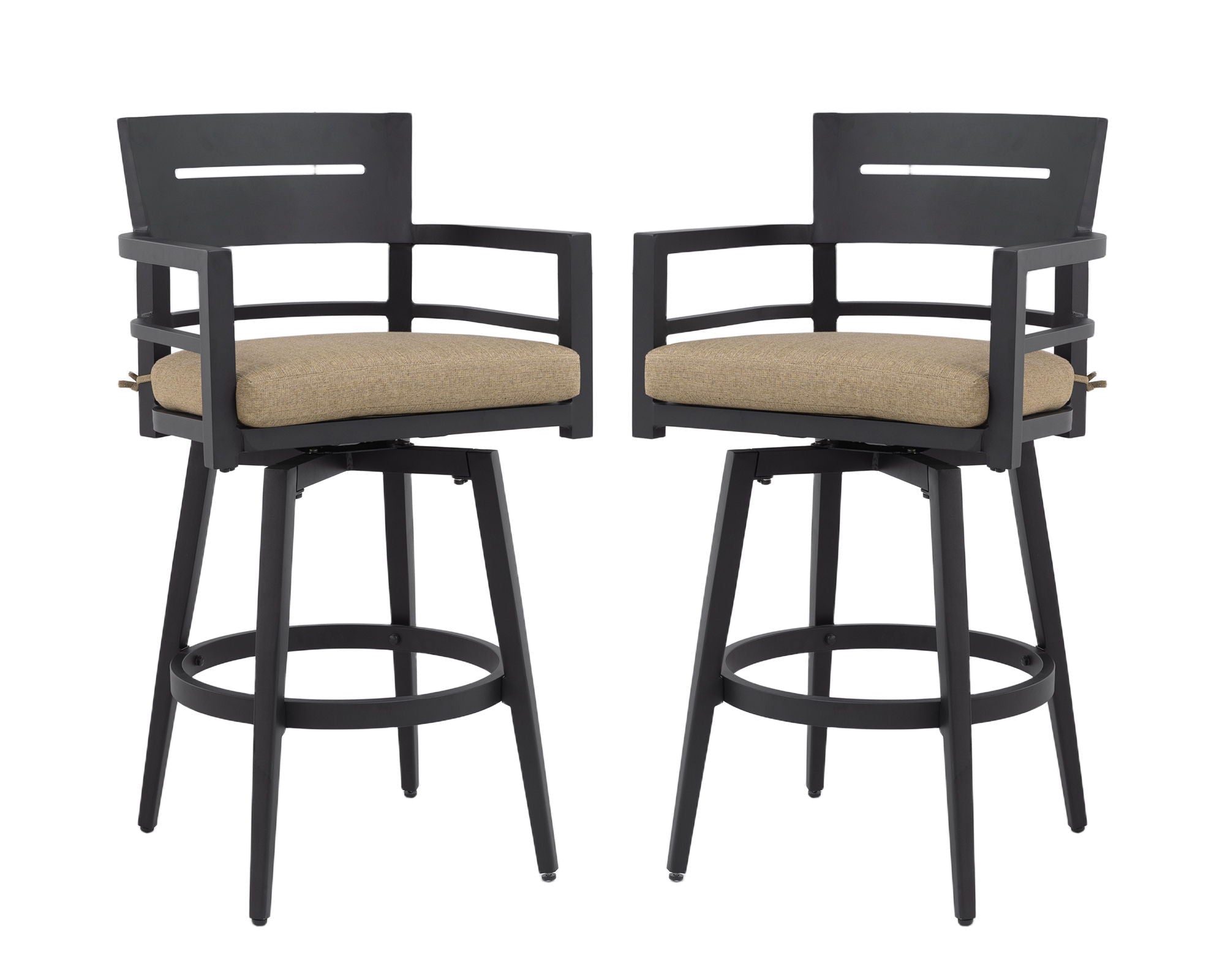 Outdoor Swivel Bar Chairs, 360 Degree Rotation, Ergonomic Backrest (Set of 2)