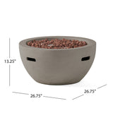 27' Bowl Shaped MGO 40,000 BTU Propane Fire Pit, Light Grey (Tank Cover not Included)
