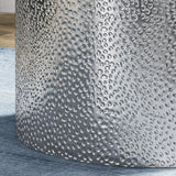 Modern Round Accent Table With Hammered Surface